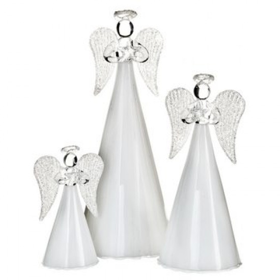 Anděl skleněný s bílou sukní